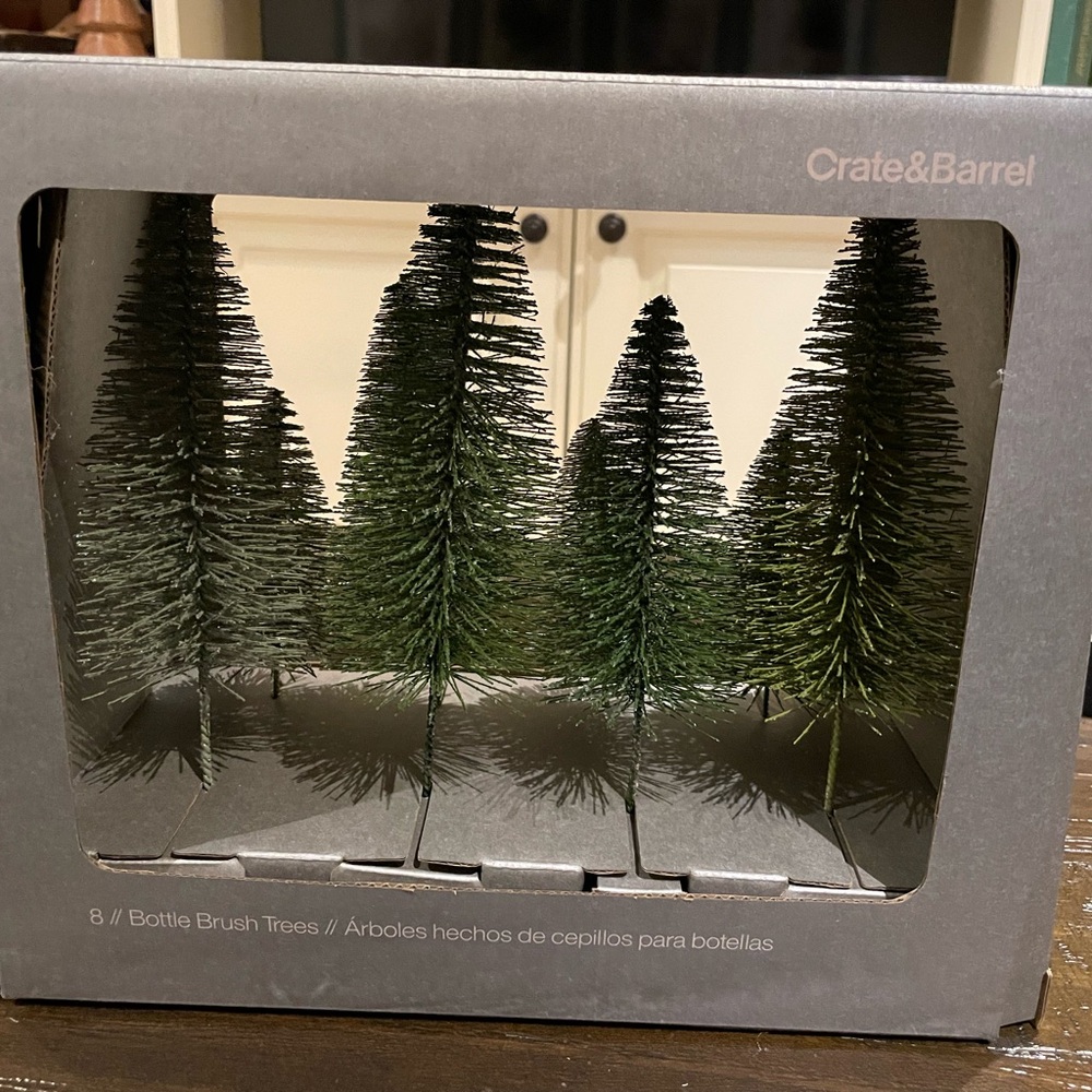 Crate&Barrel Festive Green Bottle Brush Trees - Picture 2 of 6